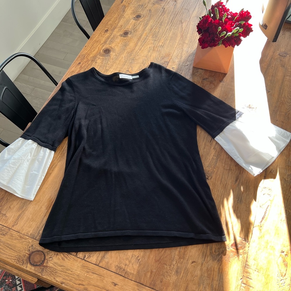 Calvin Klein Back Illusion Sweater with Dress Puff Sleeves - Size L
